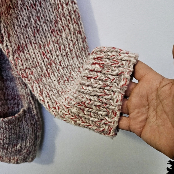 J.Jill Large Wool Blend Chunky Cable knit Cottagecore Open Pocket Cardigan - Picture 5 of 10